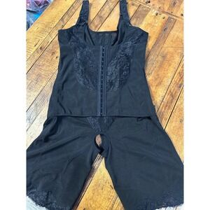 NWOT Shapewear Bodysuit Women L XL Black Lace Compression Open Crotch Corset